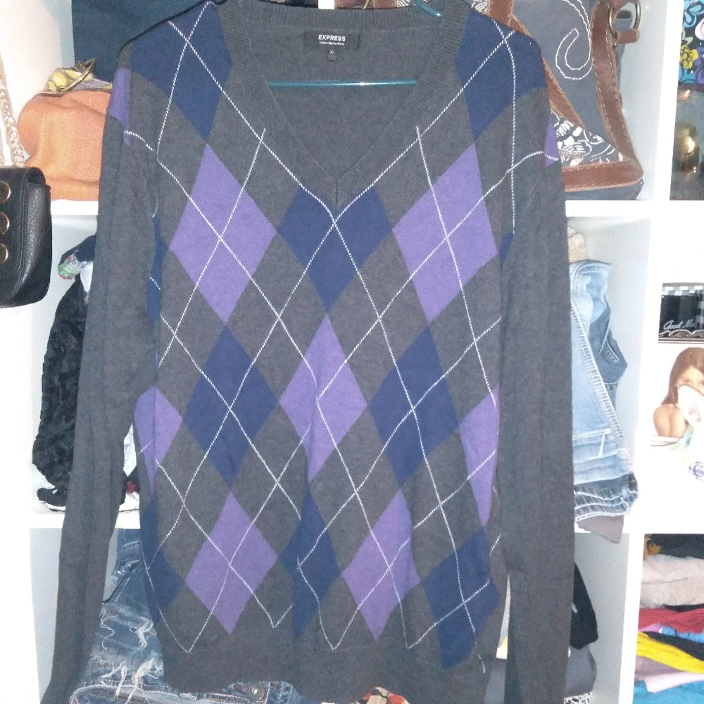 Express XL Argyle Sweater - Picture 1 of 5